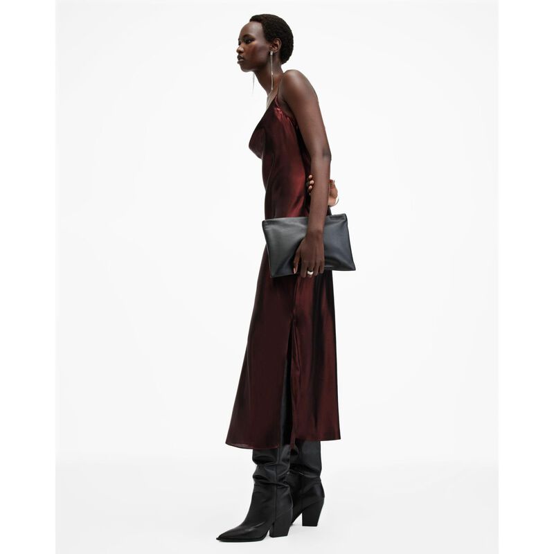 AllSaints Hadley Metallic Midi Slip Dress image number 3